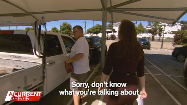 A Current Affair reporter Pippa Bradshaw approached Robert Tayler.
