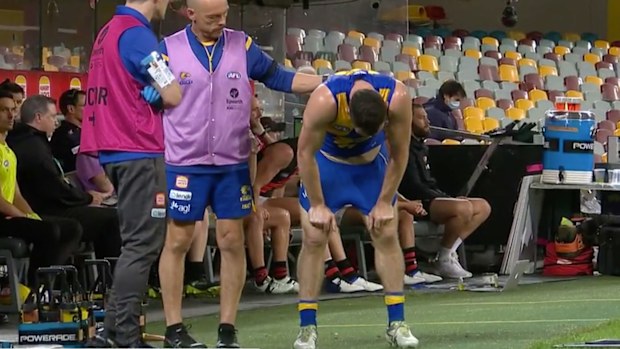 Luke Shuey goes down