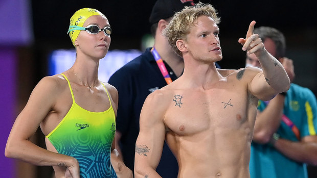 Emma McKeon and Cody Simpson at the Birmingham 2022 Commonwealth Games.