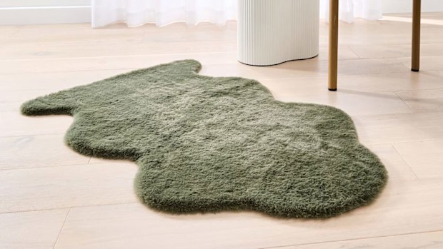 Faux fur green rug, Kmart