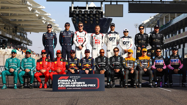 The 2023 F1 grid ahead of the Abu Dhabi Grand Prix.