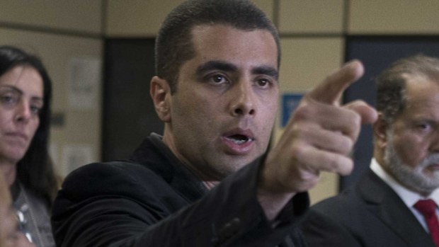 Denis Cesar Barros Furtado during a press conference at a police station in Rio de Janeiro. (AAP)