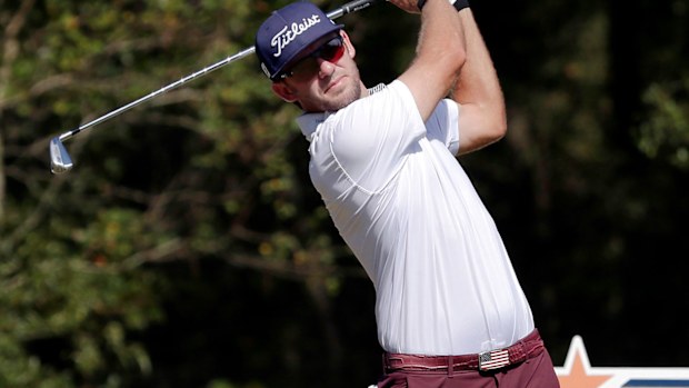 Lanto Griffin tees off during his final round at the Houston Open.