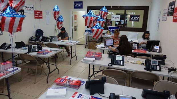 The sparsely occupied Trump campaign office in Miami, Florida. (AFP)