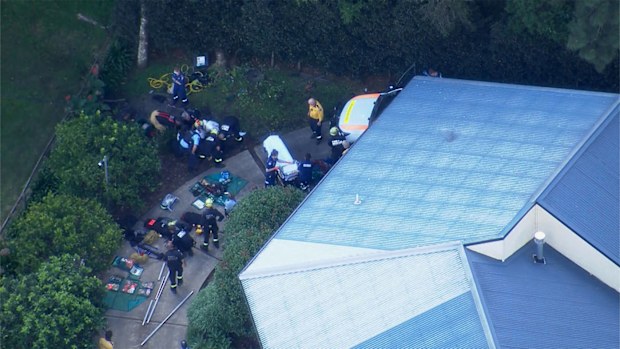 A man was trapped inside his septic tank for almost two hours in Terry Hills, NSW.