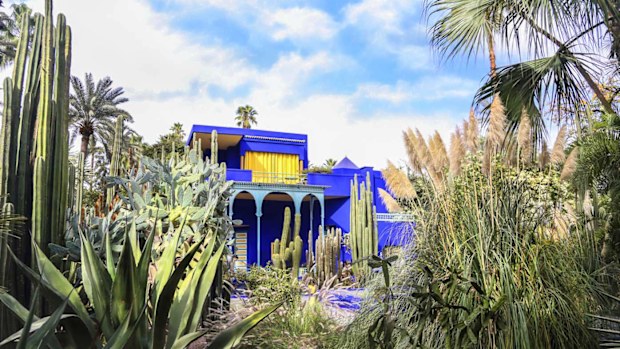Jardin Majorelle villa and botanical garden restored by Yves Saint-Laurent and Pierre Berge.