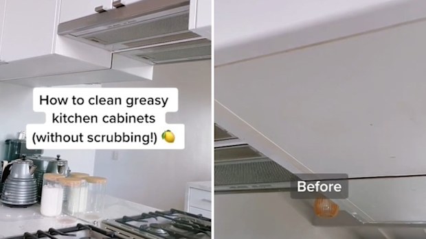Woman shares DIY method for cleaning kitchen cabinets