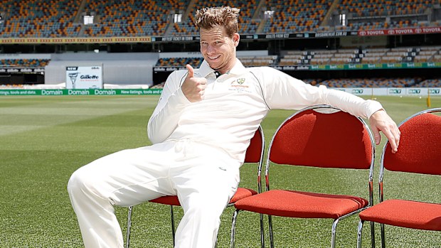 Steve Smith before the Australia team photo at The Gabba