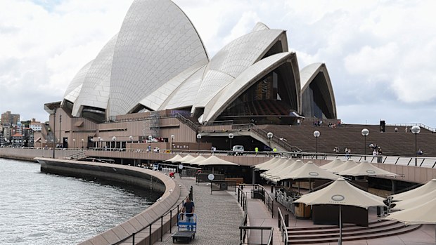 The Opera Bar at the Opera House is seen shut down amid the coronavirus pandemic