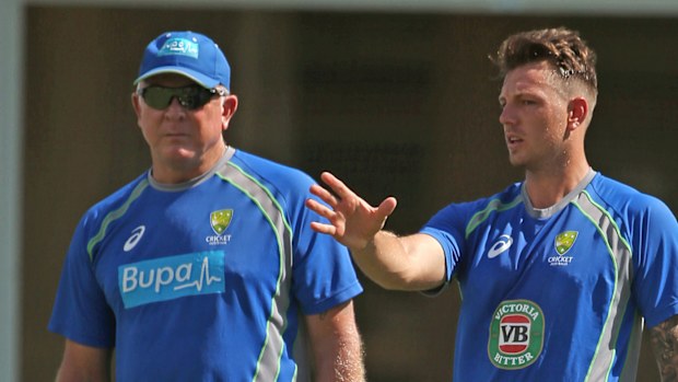 Craig McDermott with James Pattinson. (AAP)