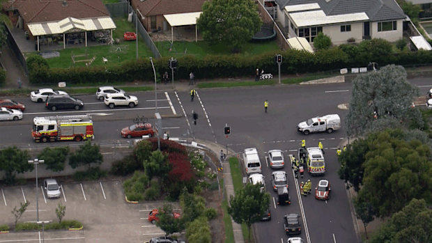 A pedestrian has been hit by a car in Quakers Hill.