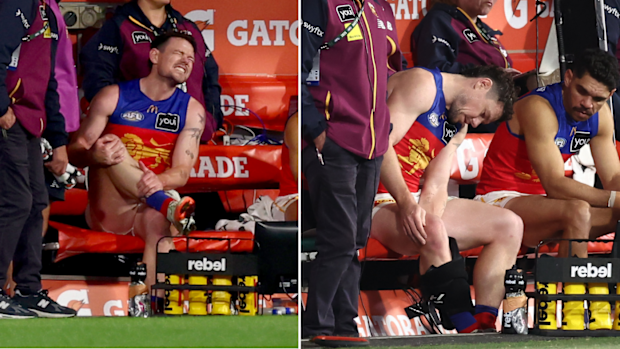 Lachie Neale nurses that calf injury.