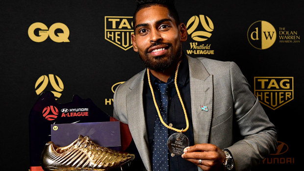 Krishna with his A-League awards
