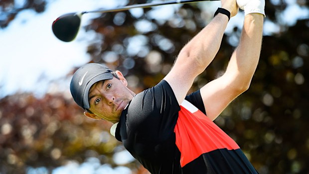 Rory McIlroy tees off 