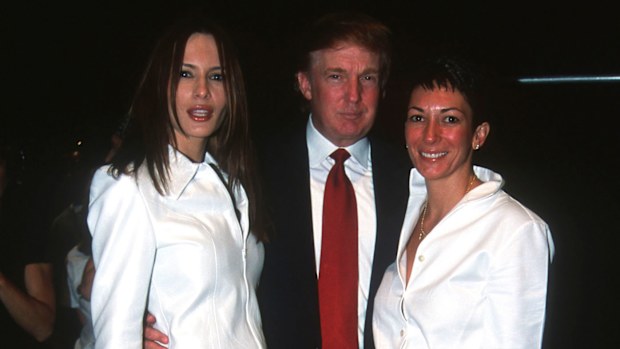 Donald Trump with his now-wife Melania, and friend Ghislaine Maxwell in 2000.