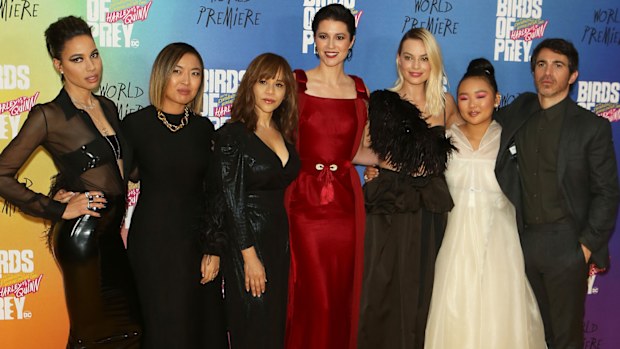 Birds of Prey London premiere Jurnee Smollett-Bell, Cathy Yan, Rosie Perez, Mary Elizabeth Winstead, Margot Robbie, Ella Jay Basco, Chris Messina