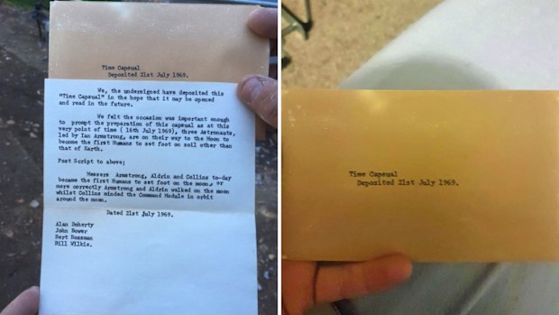 The 'time capsule' letter written in 1969 was found by a carpenter in the NSW Blue Mountains last week.