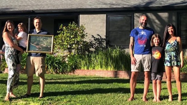 Kjetil and Zoe Njoten (right) Erik and Jen Strom (left) neighbours in the Los Angeles 