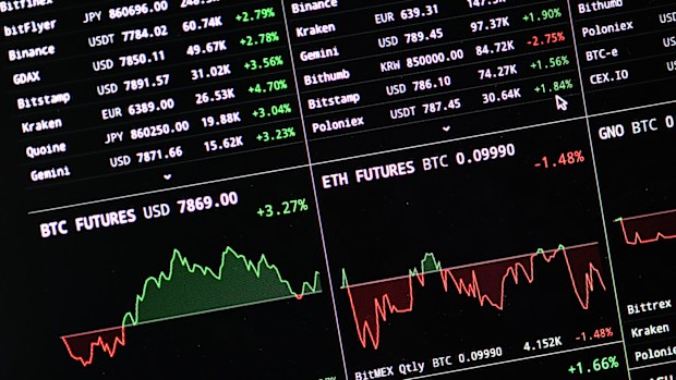Live Cryptocurrency market being displayed on computer screen.