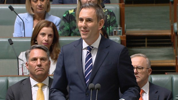 Treasurer Tim Chalmers delivering his second federal budget.