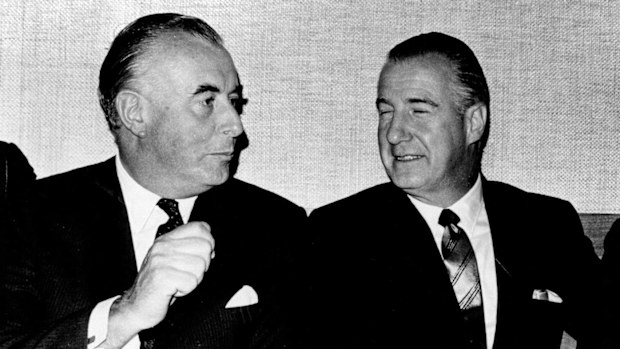 Spiro Agnew with Australian opposition leader (later prime minister) Gough Whitlam.