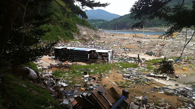 The view from where the school-children ran to escape the tsunami.