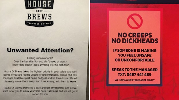 Surfers Paradise pub House of Brews flier (left) and another displayed at Yah Yah's in Fitzroy