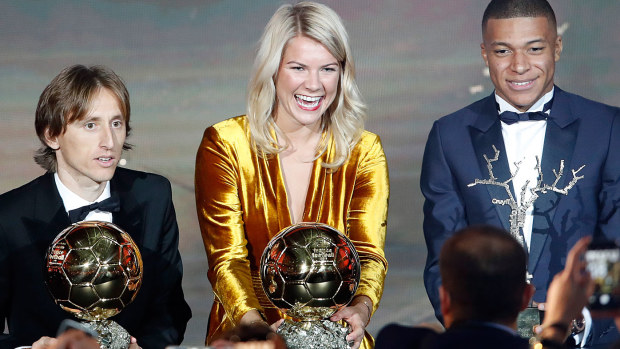 Luka Modric, Ada Hegerberg and Kylian Mbappe