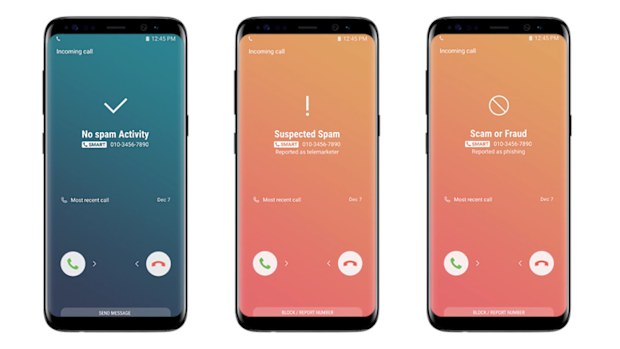 Samsung's Smart Call feature will tell you if a number is suspected as spam. 