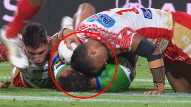 Anthony Milford was put on report for this bizarre headbutt on Sebastian Kris.