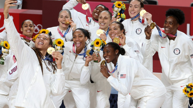 Team USA celebrate their gold medal