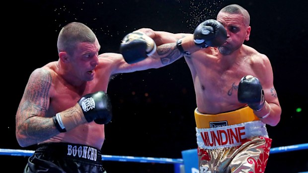 John Wayne-Parr and Anthony Mundine during the bout