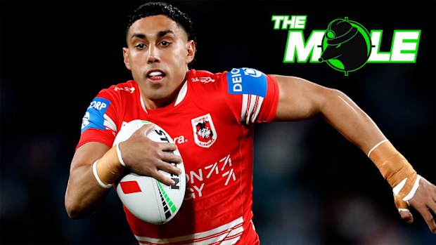 Tyrell Sloan of the Dragons runs the ball during the round 20 NRL match between Canterbury Bulldogs and St George Illawarra Dragons at Accor Stadium, on July 19, 2025, in Sydney, Australia.