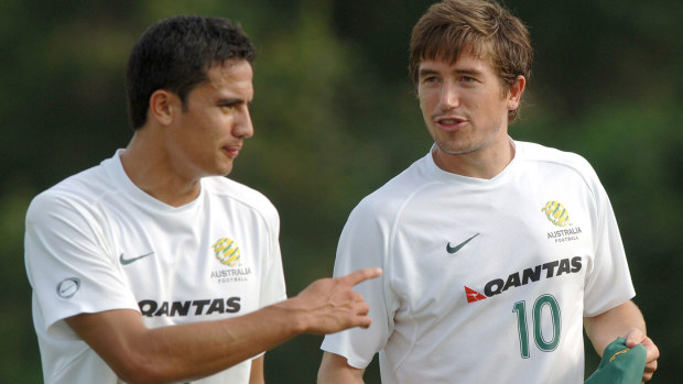 Tim Cahill and Harry Kewell at training during their 2006 World Cup campaign in Germany.