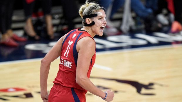  Elena Delle Donne #11 of the Washington Mystics celebrates during Game 5 of the 2019 WNBA Finals 