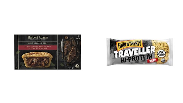 Herbert adams slow cooked pies and Four'N Twenty traveller Hi protein pies