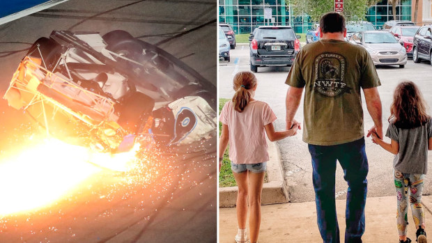 Ryan Newman's Daytona 500 wreck and days later walking with his kids out of hospital