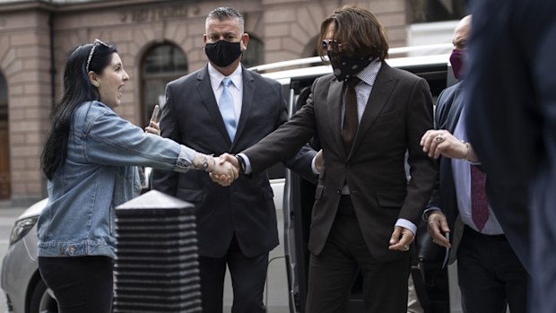 Actor Johnny Depp arrives at the Royal Courts of Justice, Strand on July 15, 2020 in London, England