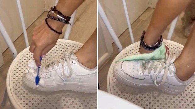 White sneaker cleaning hack TikTok