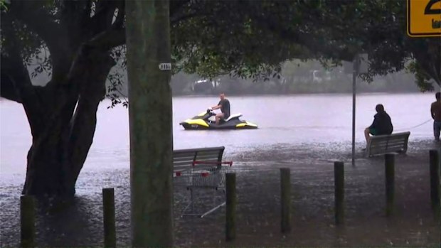 NSW WEATHER update; sydney floods northern beaches jetski