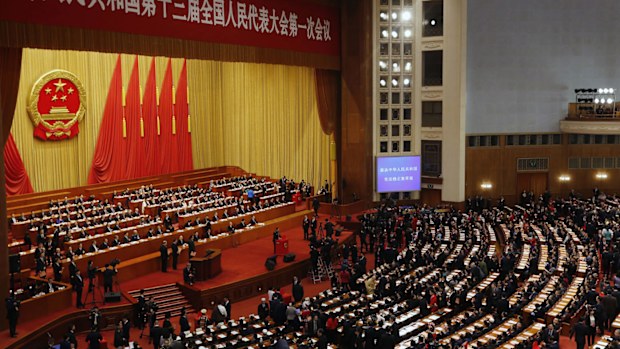 Sunday's announcement of the vote was witnessed by reporters in the Great Hall of the People. (PA/AAP)