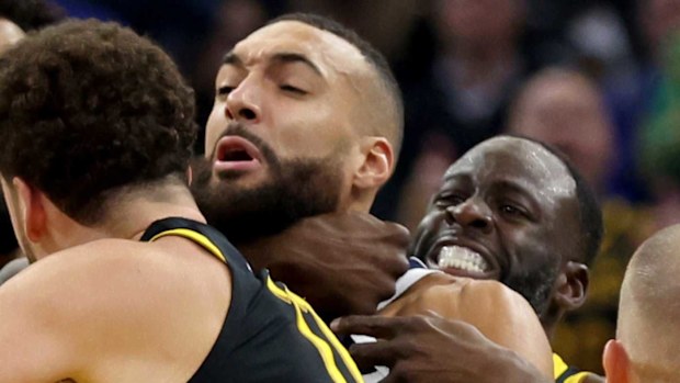 Draymond Green in an altercation with Minnesota Timberwolves center Rudy Gobert.