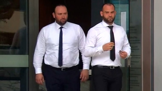 Hamdi (left) and Rafat (right) Alameddine at court for the first day of their trial.