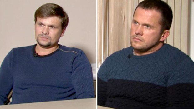 The two men named as suspects in the poisoning of a former spy in the UK speak to Russia's state-funded RT television station.