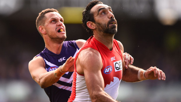 Adam Goodes during his career with the Swans