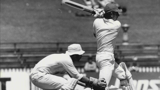 Ian Chappell drives through the covers during a Sheffield Shield match at the SCG.