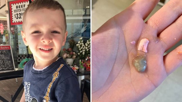 Karlee Tweedie's son Alex, and the pill found in his Coco Pops bowl.