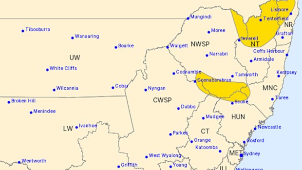 The Bureau of Meteorology has issued a severe thunderstorm warning for damaging winds and heavy rainfall for parts of the Northern Rivers, Mid North Coast, Hunter, North West Slopes and Plains and Northern Tablelands Forecast Districts.