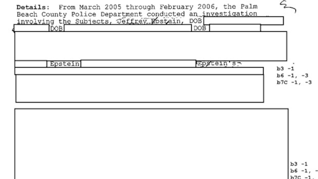Some files redact everything but Jeffrey Epstein's name.
