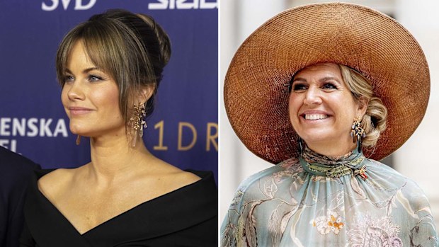 Princess Sofia of Sweden and Queen Maxima of the Netherlands wearing the Gypsy earrings by Ole Lynggaard.